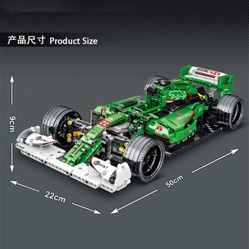 Mork 023008 zelená F1 Rovnice Racing Model Tvorivosti MOC Tehla Puzzle Montáž Hračka Bloky Darček Pre Chlapca