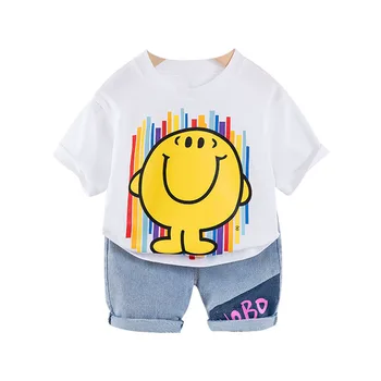 Detské Oblečenie 2021 Lete Nové Baby Chlapci Krátke Šortky Nastaviť Cartoon Úsmev Pekný Oblečenie pre Deti, Dievčatá, Dve Kus Oblek