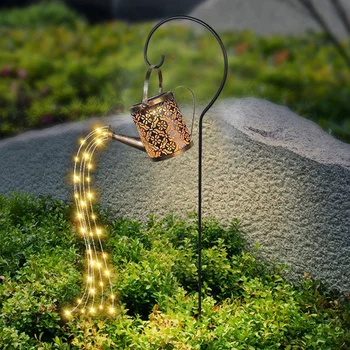 Kovaného Železa Duté Sa Lampa Kovové Solárne Zavlažovanie Môže Postrekovačov Víla Svetlo LED Outdoor Záhrada Nepremokavé Sprcha Svetlo