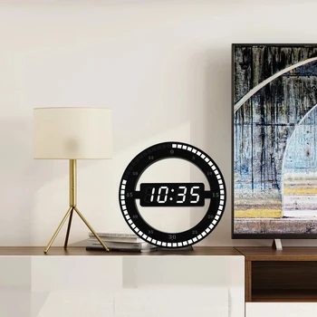 Obývacia Izba Nástenné Hodiny Stlmiť Creative Digital Elektronickej LED Jednoduché Noc Svietiť Kolo Domáce Dekorácie Minimalistický Moderné Steny Výzdoba
