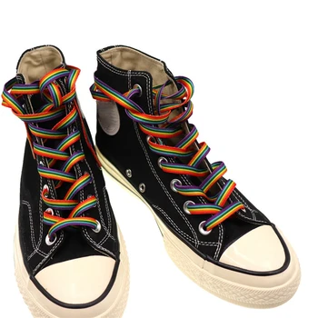1Pair 120 cm Gradient Rainbow Šnúrky Ploché Farebné Shoestrings Pre Nízka Vysoká-Top Plátno Topánky Tlač Shoelace Príslušenstvo