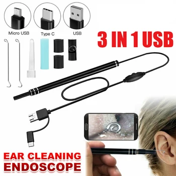 3 v 1 Ucho Endoskopu Earpick Fotoaparát Lekárske Otoscope Dieťa Otoscopic Skúšku, USB, Smart Visual 6 Svetlá Ucho Rozsah Nástroj pre Android