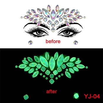 Halloween Tvár Dekorácie Crystal Tattoo Diamond Obočie Svetelný Drahokamu Nálepky Maškaráda Bar Strany Žiariacu Tvár Nálepky