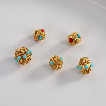 14 karátové zlato plátované DIY handmade šperky, doplnky preklade korálky, oddelené korálky, roztrúsené korálky, farba ochrany a zápas