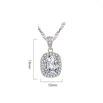DAIWUJAN Striebro 925 Šperky Vody-wave Reťazca Náhrdelníky Luxusné Námestie Emerald Crystal Náhrdelník Prívesok Pre Ženy Módne Šperky
