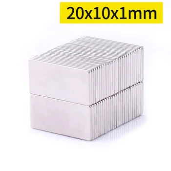 5 ks Obdĺžnik Magnety 20x10mm Hrubé 1/2/3/4/5/6 mm Neodýmu Blok Vzácnych Zemín Silné Plavidlá N35 Magnet