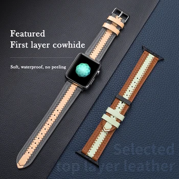 Vysoko kvalitné kožené pútko Pre apple hodinky kapela 44 mm 40 mm Svetelný pásik Náramok pre iWatch Série 6 SE 5 4 3 2 1 UTHAI A64
