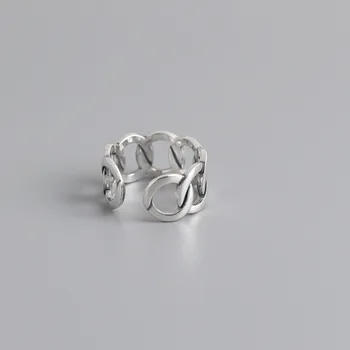 925 Sterling Silver Otvoriť Krúžok Pre Ženy Iny Minimalistický Široké Rezance Reťazca Otvorenie Krúžky Jemné Šperky Bijoux Narodeniny 2021