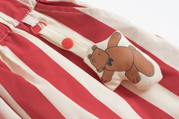 Harajuku Dizajn Dámy A-line Sukne Pre Ženy, Červené Pruhy Teľa-dĺžka Cartoon Medveď Dekorácie Dámy Bavlna Sukne Elastický Pás