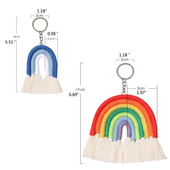 Tkanie Rainbow Keychain Ručné Tlačidlo, Držiak Kľúčov pre Dievčatá Rainbow Stene Visia pre Deti Miestnosti Dekorácie Auta Visí Šperky
