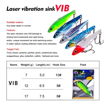 1PCS Nové Laserové VIB Kovové Vibrácií Rybárske Lure7g/12g/17 g Potopenie Bionic Sequin Wobblers pre Lyžice Pevného Návnadu Kaprov Rybárskych potrieb
