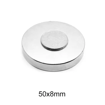 1/2/3KS 50x8 Kolo Silné magnetické magnety 50 mm X 8 mm Veľký Dics Neodýmu Magnet Silné 50x8mm N35 permanentným Magnetom 50*8