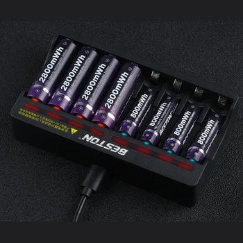On 8 Slot Rýchlo, Lítiové Batérie, Nabíjačky, Smart Inteligentný Rýchlu Nabíjačku pre 1,5 V AA AAA Nabíjateľné Batérie