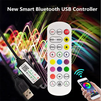 Nový USB Bluetooth Hudby Radič DC5V TV Podsvietenie Pásy Radič 24Key Diaľkové Ovládanie Pre 5V 2835 5050 RGB LED Pás Svetla