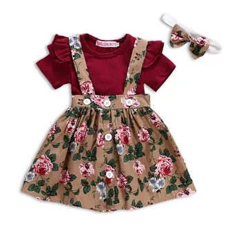Novorodenca Oblečenie, Pevná Detská Romper +Nohavice Šaty +hlavový most 3KS Suit Baby Girl Šaty Nastaviť Letné Detské Oblečenie