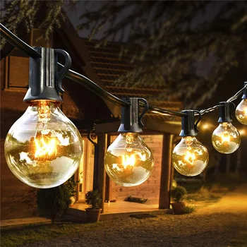 Solárne String Osvetlenie S Diaľkovým Vonkajšie Nepremokavé G40 25 LED Žiarovky Terasa String Lightsor Pre Záhradné Dvore Camping Pergolou