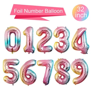 PATIMATE 32inch Veľké Fólie Narodeninové Balóny Vzduchu Hélium Číslo Balón Údaje Happy Birthday Party Dekorácie Dieťa Baloons
