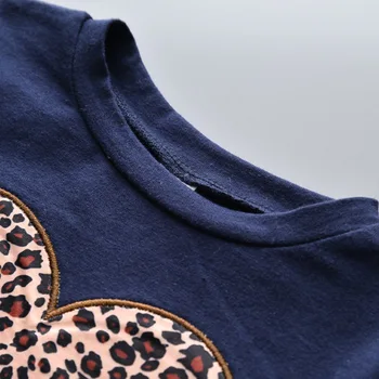 2021 Nová Jar, Jeseň Dievčatá Oblečenie Sady Deti Dievča Leopard Srdce Oblečenie Detí Bežné, Mikiny a Nohavice Obleky 2-6Y