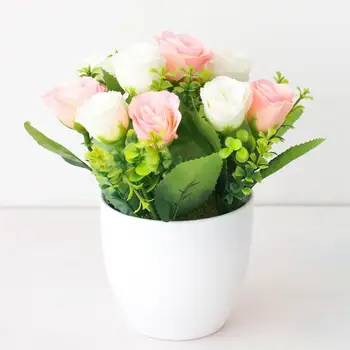 Umelé Zasadiť Kvet Klasické Ruže Vzor Záhradné Ozdoby Plastové Podlahy Skriňa Police Falošné Kvetu Rastlín Domov Balkón