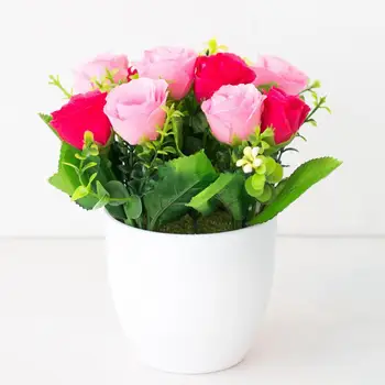 Umelé Zasadiť Kvet Klasické Ruže Vzor Záhradné Ozdoby Plastové Podlahy Skriňa Police Falošné Kvetu Rastlín Domov Balkón
