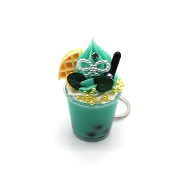 Roztomilý Simulácia Potravín Ice Cream PVC Keychain Tortu Krúžok Šperky U2JF