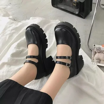 Topánky lolita topánky ženy Japonský Štýl Ženy, Ročník Dievčatá Vysokom Podpätku topánky Platformu Študent veľká veľkosť 40