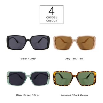 TAKŽE&EI Retro Námestie slnečné Okuliare Ženy Móda Jelly Čaj Okuliare Trendy Mužov Odtiene UV400 Leopard Zelená Slnečné Okuliare