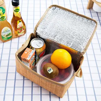Umelý Ratan Obed Tašky Prenosné Izolované Box pre Camping Piknik Jedlo Kontajner Tepelnej Chladnejšie Puzdro Tote Skladovanie Kabelka