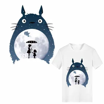 Cartoon Totoro Patch Žehlička na Prenos Anime Mesiac Záplaty pre Deti Oblečenie DIY T-shirt Nášivka Umývateľný Nálepky Tepla Stlačte