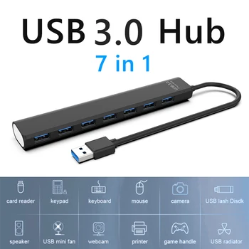 USB 2.0/3.0 HUB Dock Adaptér Multi USB Rozbočovač 5Gbps 7 Porty USB Expander pre Prenosný POČÍTAČ,