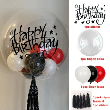 14pcs/set 18-palcové Transparentné Bublina Hélium Balóniky Jasné Bobo Globos Happy Birthday Nálepky DIY Červená Čierna Prípade Party Decor