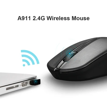 PC Prenosný Počítač Ergonomické Myši Tichý A911 2,4 GHz Bezdrôtové Myši Optické Myši na Plochu, Notebook Prenosný Počítač
