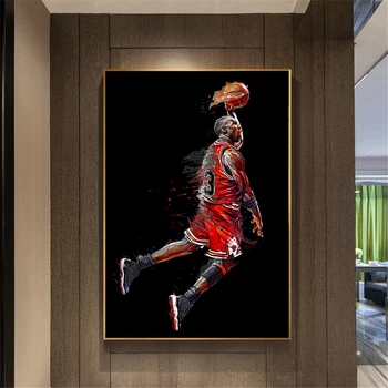 Plátno Abstraktné Maľby Nástenné Art Michael Jordan Plagát Lietať Dunk Basketbal Obrázky, Obývacia Izba, Spálňa Šport Domova