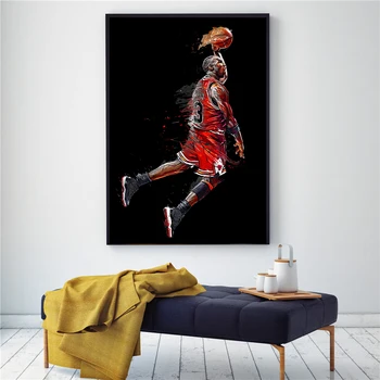 Plátno Abstraktné Maľby Nástenné Art Michael Jordan Plagát Lietať Dunk Basketbal Obrázky, Obývacia Izba, Spálňa Šport Domova