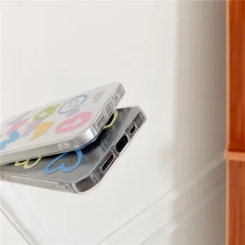 Farba láska srdce list smajlík jasné, mäkký silikónový telefón puzdro pre iPhone 12 Pro Max 11 Pro Max 7 8 Plus X XR Max XS SE roztomilý kryt