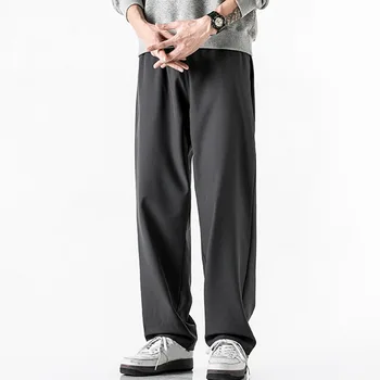 Kórejský Širokú nohu Nohavice pánske Módne Retro Bežné Nohavice Mužov Streetwear Jeseň Wild Voľné Hip-hop Rovno Bavlnené Nohavice Pánske M-4XL