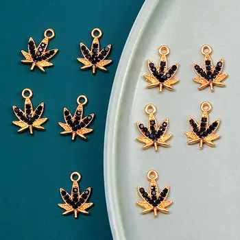 10Pcs/Set Zlatý Javor Listy Crystal Charms Príslušenstvo Šperky Čo DIY Náušnice Prívesok Náhrdelníky Náramok Veľkoobchod