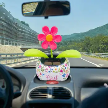 Kreatívne Plastové Solar Power Flower Auto Ornament Auto Interiérové Dekorácie Flip Klapka, Pot Swing Deti Hračka Dekor Príslušenstvo