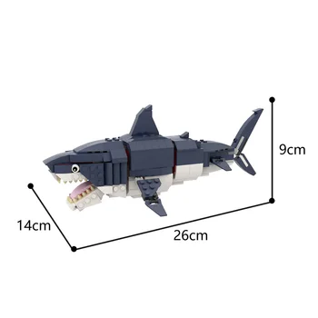 MOC Tvorca Zvierat Tehly Predhistorických Morských Tvorov Megalodon Stavebné Bloky Veľmi Podobný Slávnej Značky Shark 31088 Nápad Hračky