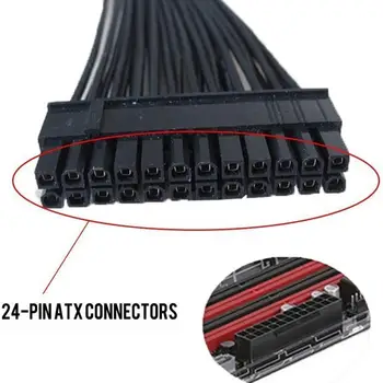 Dual PSU Napájanie 24 Pin Napájací zdroj Splitter Adaptér 30 cm Kábel Kábel ATX základná Doska Adaptér PSU Kábel