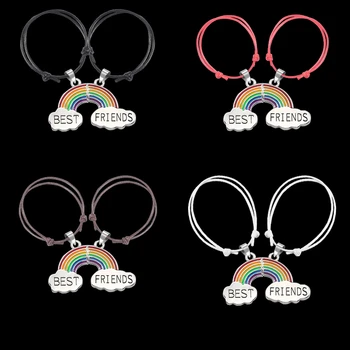 Najlepší Priatelia Rainbow Náramky Pre Ženy, Dievča, Kožený Retro Lano Nastaviteľná Veľkosť Bangles Bff Navždy LGBT Šperky Darček Pulseras