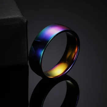 JIOROMY 2020 6 mm Rainbow Farba Nerezová Oceľ Farebné Krúžok Jednoduché Lesklý Krúžok Pánske Šperky Pre Ženy