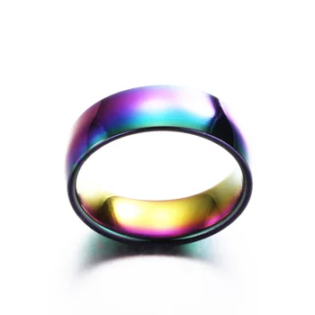 JIOROMY 2020 6 mm Rainbow Farba Nerezová Oceľ Farebné Krúžok Jednoduché Lesklý Krúžok Pánske Šperky Pre Ženy