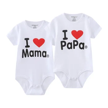2021 Novorodenca Dievča Oblečenie 2ks Bavlna Krátky Rukáv Baby Boy Šaty Milujem, Papa&Mama Dizajn a Módne Infantil roupas de bebe