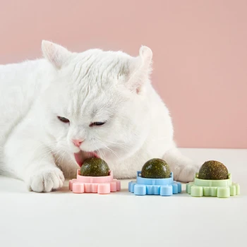 Otočná Mačka Liečbu Hračky s Catnip Samolepiace Občerstvenie Candy Lízanie Loptu Mačiatko Molekulová Zuby Čistenie Zvieratko, Interaktívne Produkt