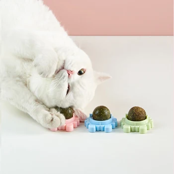 Otočná Mačka Liečbu Hračky s Catnip Samolepiace Občerstvenie Candy Lízanie Loptu Mačiatko Molekulová Zuby Čistenie Zvieratko, Interaktívne Produkt