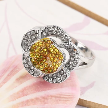 Snubné Prstene pre Ženy Naplnené Crystal Silver Plated Kvet Krúžok Elegantné Šperky Priateľka Zapojenie Strana Darček Dropshipping