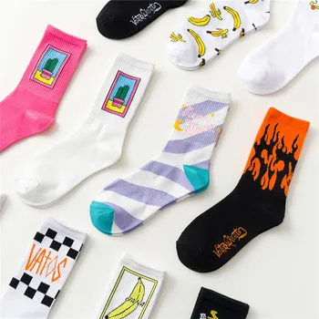 Kórejský štýl, móda ulice, hip hop unisex ponožky Zábavné Mužov Ponožky happy skateboard plameň Ženy ponožky