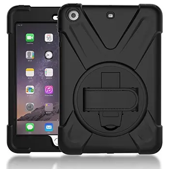 Tablet Case for iPad Mini 1/2/3 Stojan s Ťažkých Shockproof Brnenie Pevný Kryt Remienok na Ruku s 3 Vrstvy Full-telo