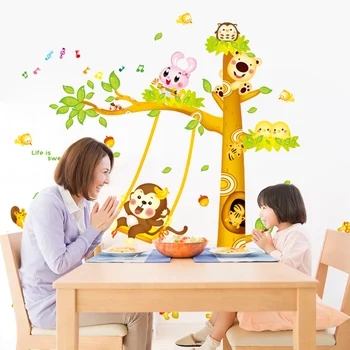 [shijuekongjian] Cartoon Strom Samolepky na Stenu DIY Opice Panda Zvierat Stenu pre Dom Dieťa Izieb Deti Spálne Dekorácie